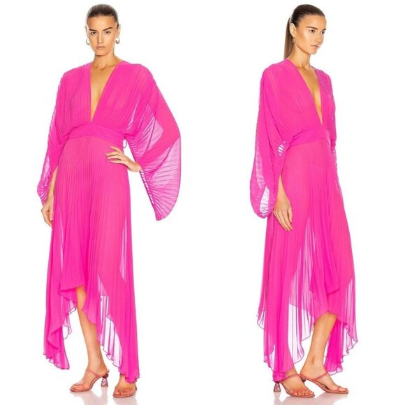 Adriana Degreas Pleated Midi Dress Pink - Picture 1 of 10